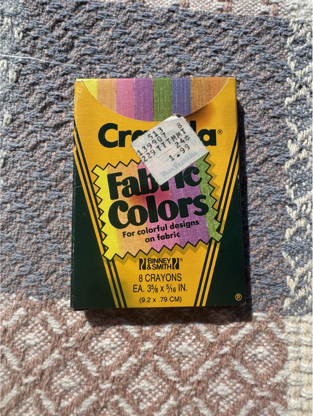 1985 Crayola Fabric Colors 8 Crayons Set for Colorful Designs on Fabric